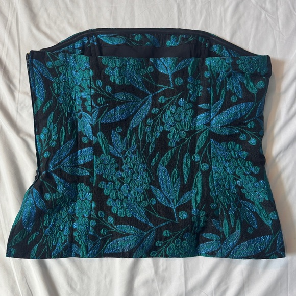 NWT Lilly Pulitzer Camilo Strapless Brocade Top in Green and Blue, Size 10 - Picture 4 of 10